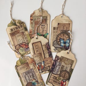Printed Junk Journal Tags: Ephemera Embellishments, Set of 6