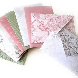 Botanical envelopes for junk journal embellishments, Gift card envelopes, Origami envelopes, set of 10