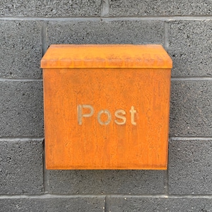 Custom Corten Steel Metal Lockable Post Box. Can Be Personalised