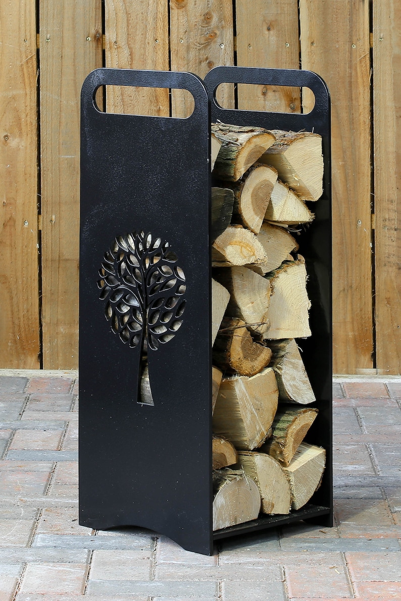 Steel Log Basket With Tree Cutout Suitable for Use Indoors Etsy UK