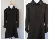 Vintage 60s Coat Dress with Fur Trim - Size Small, Medium