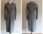 Vintage 50s Curve-Hugging Wool Dress