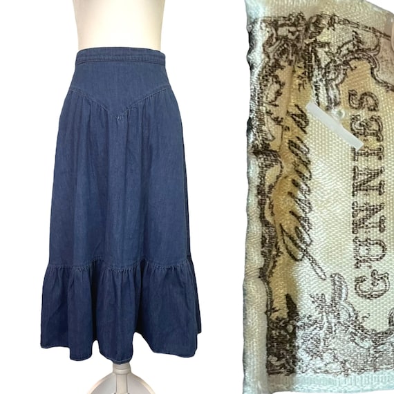 Vintage 1970s Denim Gunnies Gunne Sax Skirt - Siz… - image 1