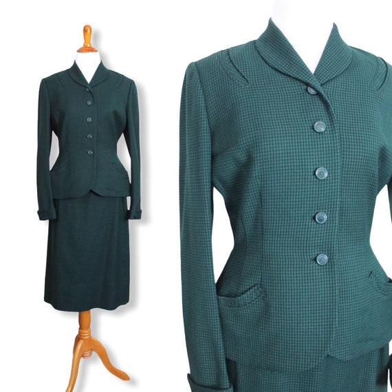 Vintage 1940s Cinched Waist Suit - Size Medium