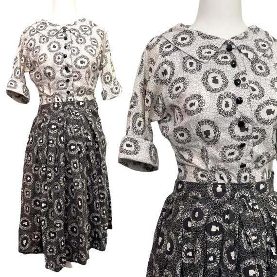 Vintage 1950s Silhouette Blouse and Skirt Set - S… - image 1