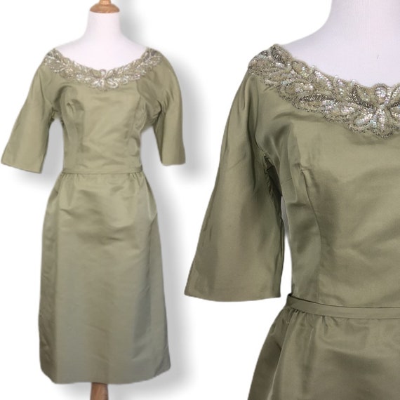 Vintage Rappi 50s Cocktail Dress with Bow Belt - S