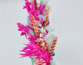 Natural dried Flower Headdress kit pink and mint green