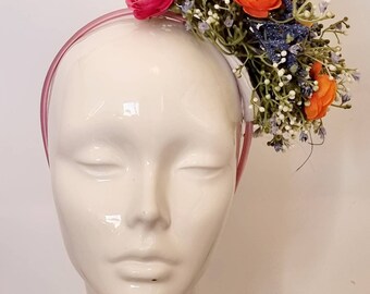 Coiffe Possy | Coiffe fleurie | Coiffe florale | Casque de festival | Couronne de fleurs personnalisée | Couronne florale printanière | Bandeau de mariage