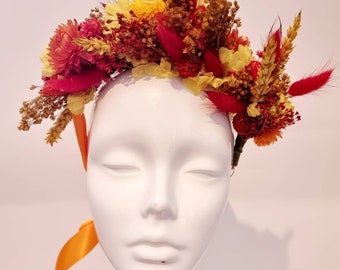 Dried Flower Headpiece kits | Natural Headdress kits | Dried Floral Headband | Red Flower Headpiece | Custom Yellow Headdress | Boho