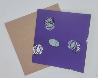 Beetle Card | Silver Foil Card | Blank Greeting Card | Any Occasion Card | Square Greeting Card | bug Greeting Card | Spring Card