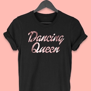 Dancing Queen Tribute T Shirt Vintage Disco 70's T-Shirt Party T shirt Unisex Rose gold Print