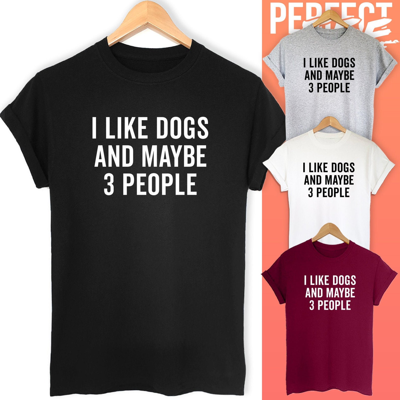 I Like Dogs and Maybe 3 People Funny Slogan Tshirt Dog Lovers Etsy