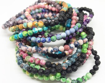 Small (4MM) Watercolor Stone Stackable Lava Rock Diffuser Bracelets, Aromatherapy, Bracelet Diffuser, Diffuser Jewelry, Lava Rock Bracelet