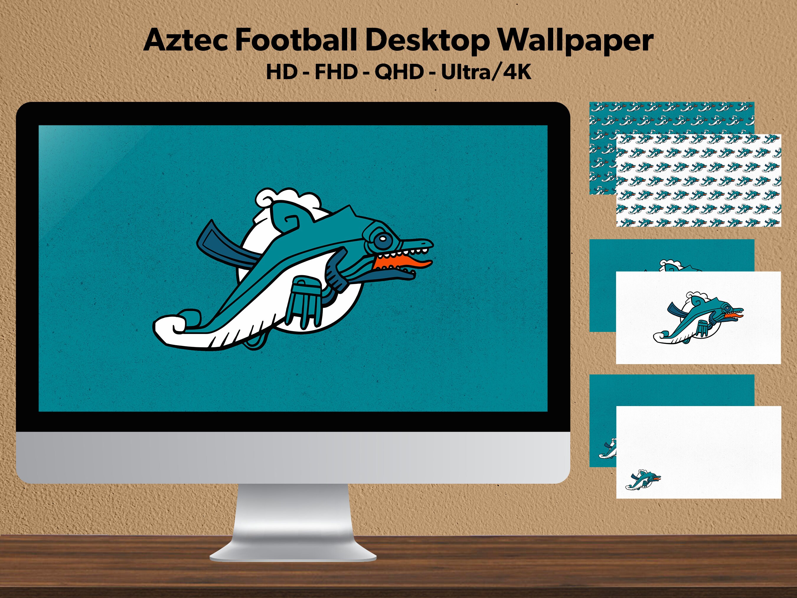 Aztec Miami Dolphins Digital Illustration Desktop Wallpaper Download ...