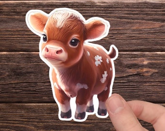 Cute Kawaii Cow Sticker Die Cut Sticker journal laptop sticker planner calf stickers farm scrapbook sticker kawaii calf sticker farm animals