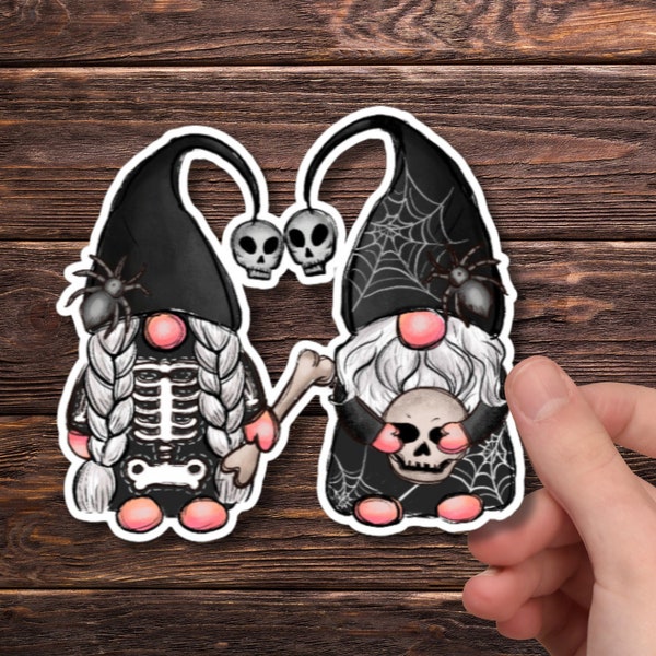 Spooky Gnomes Sticker Die Cut Sticker gnome laptop sticker planner skeleton gnome decal scrapbook sticker halloween sticker gnome car decal