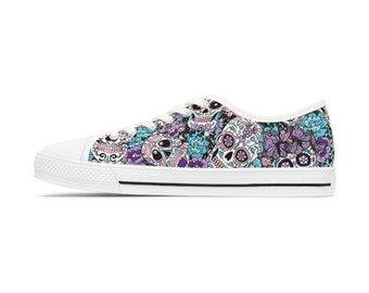 Purple Sugar Skull Ladies Running Shoe Sneakers Sugar Skull Skulls Shoes Sugar Skull Shoes for Women sneakers day of the dead skulls gifts