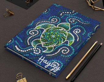 Custom Turtle Mandala Hardcover Journal Matte Planner Blank Book Writing Daily Planner Sea Turtle Personalized Cover Mandala Journal Turtles