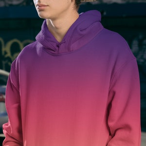 Pink Ombre Hoodie Purple Hoodie Gift For Him Sweater ombre hoodie sublimination hoodie bleached hoodie sunset gift hoody ombre bleached cozy image 2