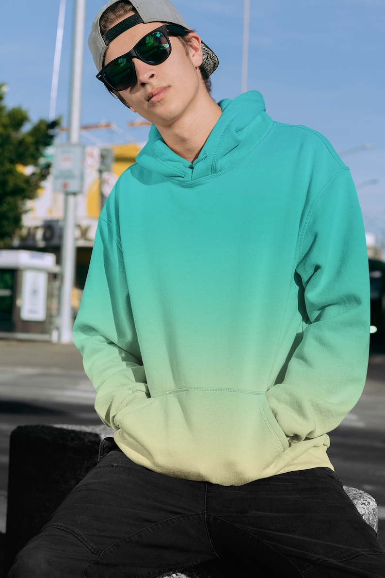 Beach Ombre Hoodie Blue Fade Hoodie Gift For him Sweater ombre hoodie sublimination hoodie bleached hoodie casual hoody ombre sweatshirt art image 3