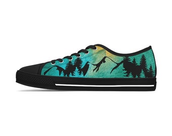 Mountain Sky Green Ladies Running Shoe Sneakers Street Shoe Gift Womens gift for mom unique gift Low Top Shoes Print Artist gift for friend