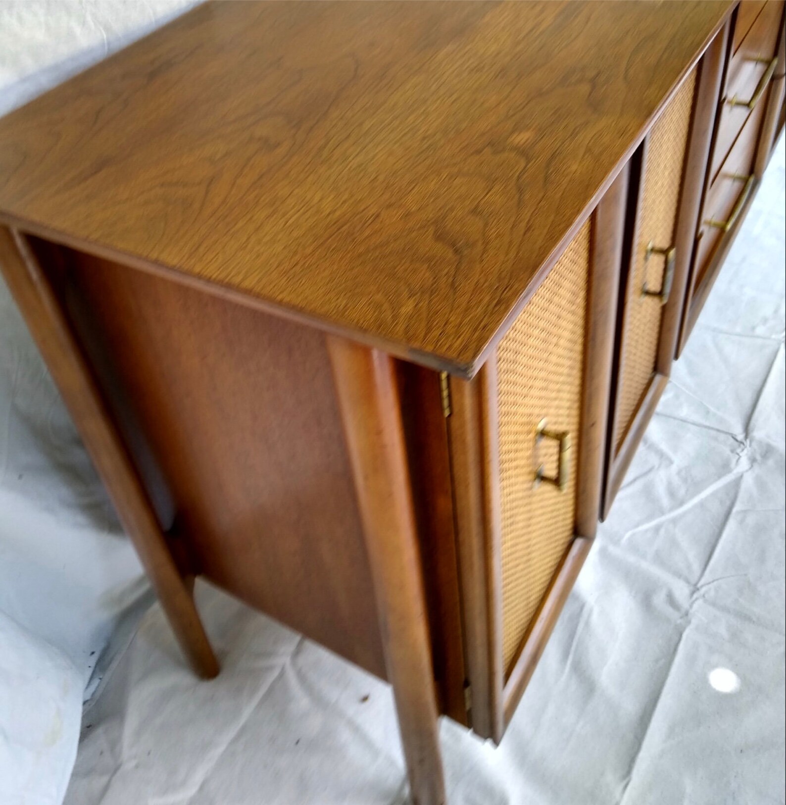 MCM Vintage Sideboard Credenza Buffet with Brass Hardware Etsy
