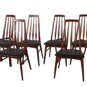 Set of 6 Danish MCM Teak Dining Chairs – Eva by Niels Koefoed for Hornslet.