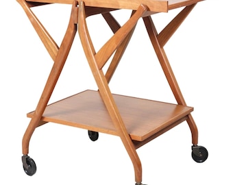 MCM Drexel Declaration rolling Bar Cart/tea cart with serving tray.