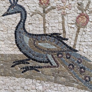 Hand crafted, reproduction Roman mosaic peacock. image 2