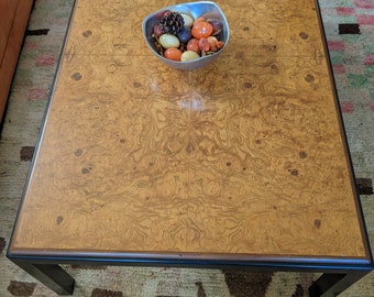 MCM Directional Burl & Ebony Rectangular Coffee Table in the Style of Milo Baughman.