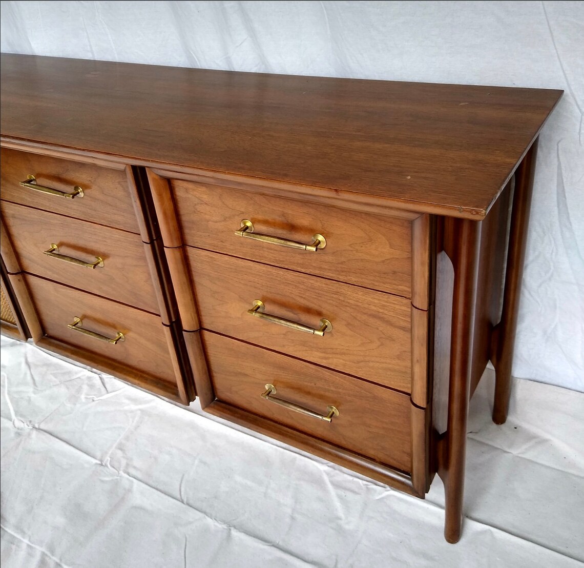 MCM Vintage Sideboard Credenza Buffet with Brass Hardware Etsy