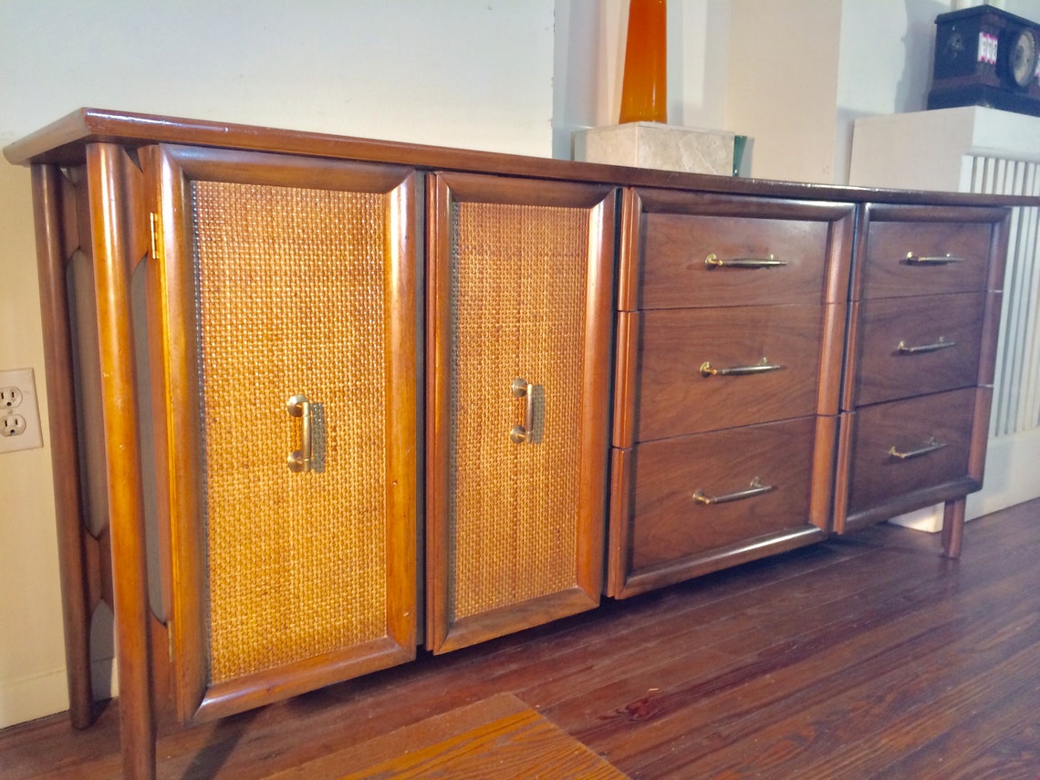 MCM Vintage Sideboard Credenza Buffet with Brass Hardware Etsy