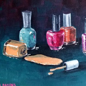 Original 8x10&quot; nail polish oil painting on canvas panel