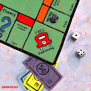 Monopoly board game 10x10&quot; Limited Edition archival giclee print from an oil painting