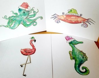 beach christmas cards coastal christmas beach holiday watercolor christmas beach christmas gift beachy christmas christmas card set - Beach Themed Christmas Cards beach christmas cards coastal christmas beach holiday watercolor christmas beach christmas gift beachy christmas christmas card set - Beach Themed Christmas Cards