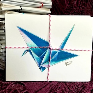 Handgemaakte papieren origami-kaartenset van 4 met enveloppen