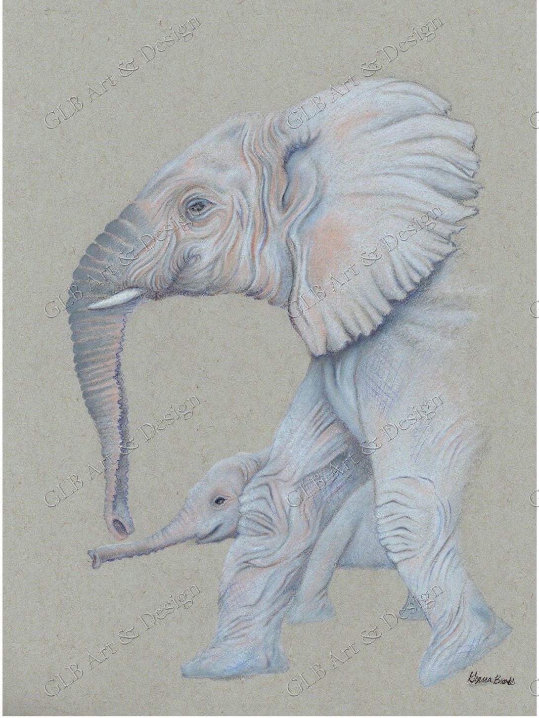  Elephant colored pencil drawing elephant decor elephant Etsy