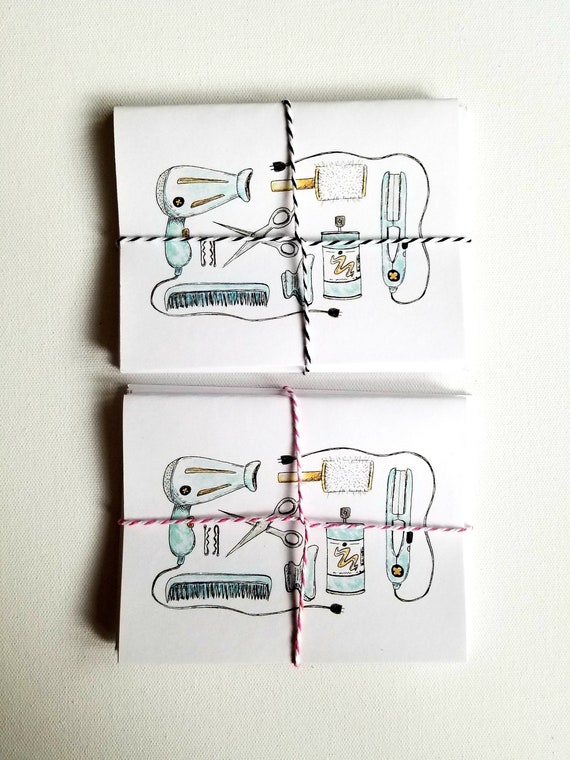 Hair Stylist Tools Cosmetologist Watercolor Handmade Note Card Etsy