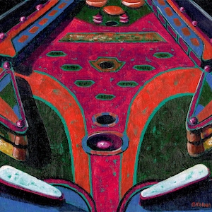 Pinball machine arcade game 11x14&quot; Limited Edition archival giclee print from an oil painting