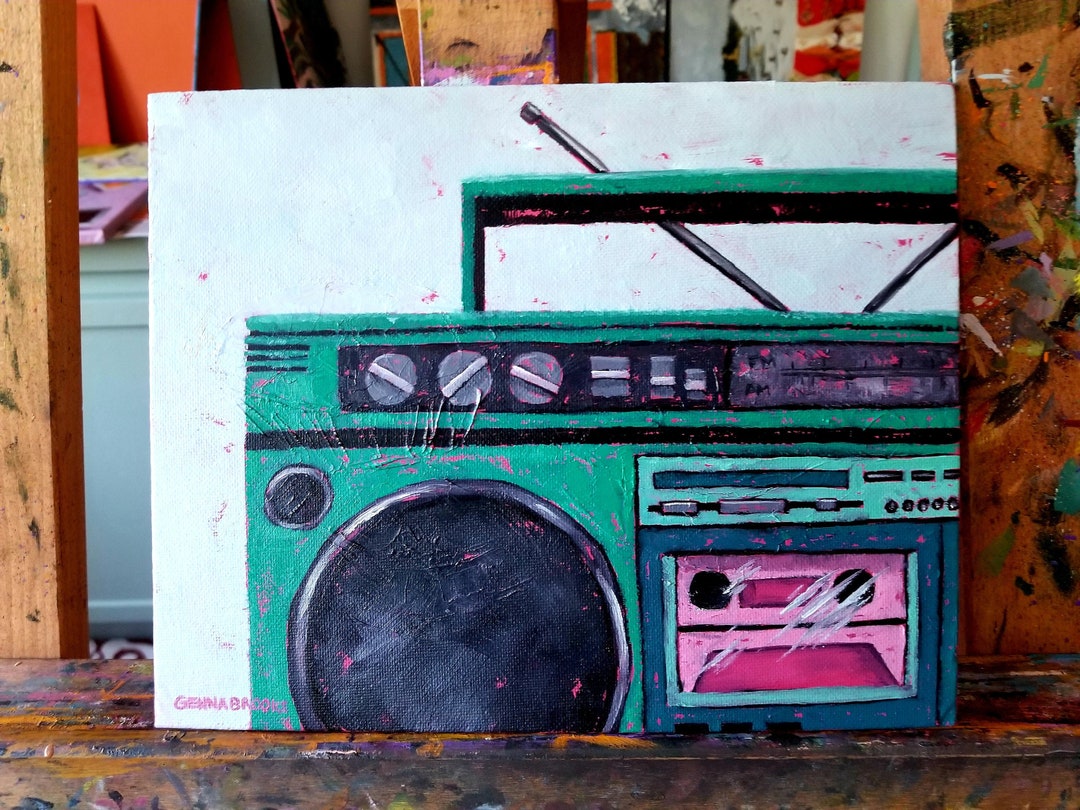 Vintage Boombox 8x10 Oil Painting on Canvas Panel Etsy