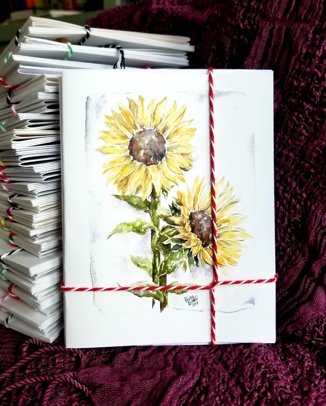 Watercolor Sunflowers Handmade Note Card Set of 4 With Envelopes - Etsy