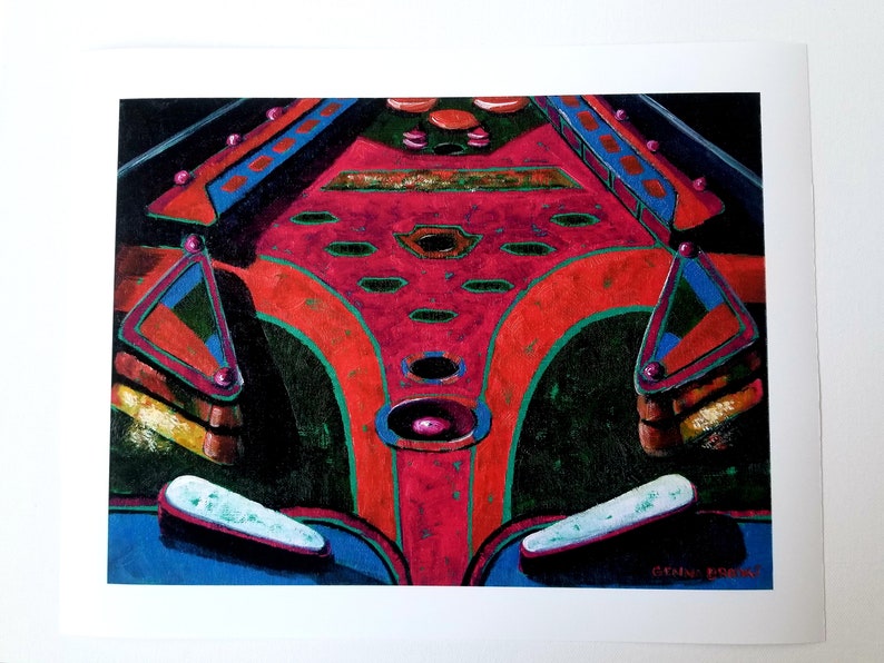 Pinball machine arcade game 11x14 Limited Edition archival giclee print from an oil painting