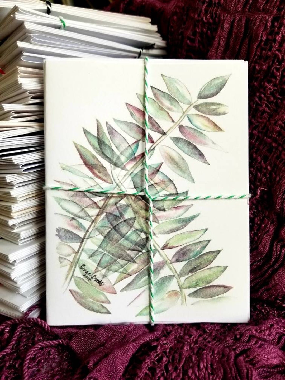 Watercolor Botanical Fern Handmade Note Card Set of 4 With Envelopes - Etsy