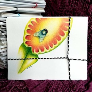 Venus fly trap handmade note card set of 4 with envelopes