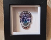 Framed Sugar Skull Home Décor. Handmade Resin and Ink Frame, perfect House Warming, birthday gift. Sugar Skull inspired framed gift.