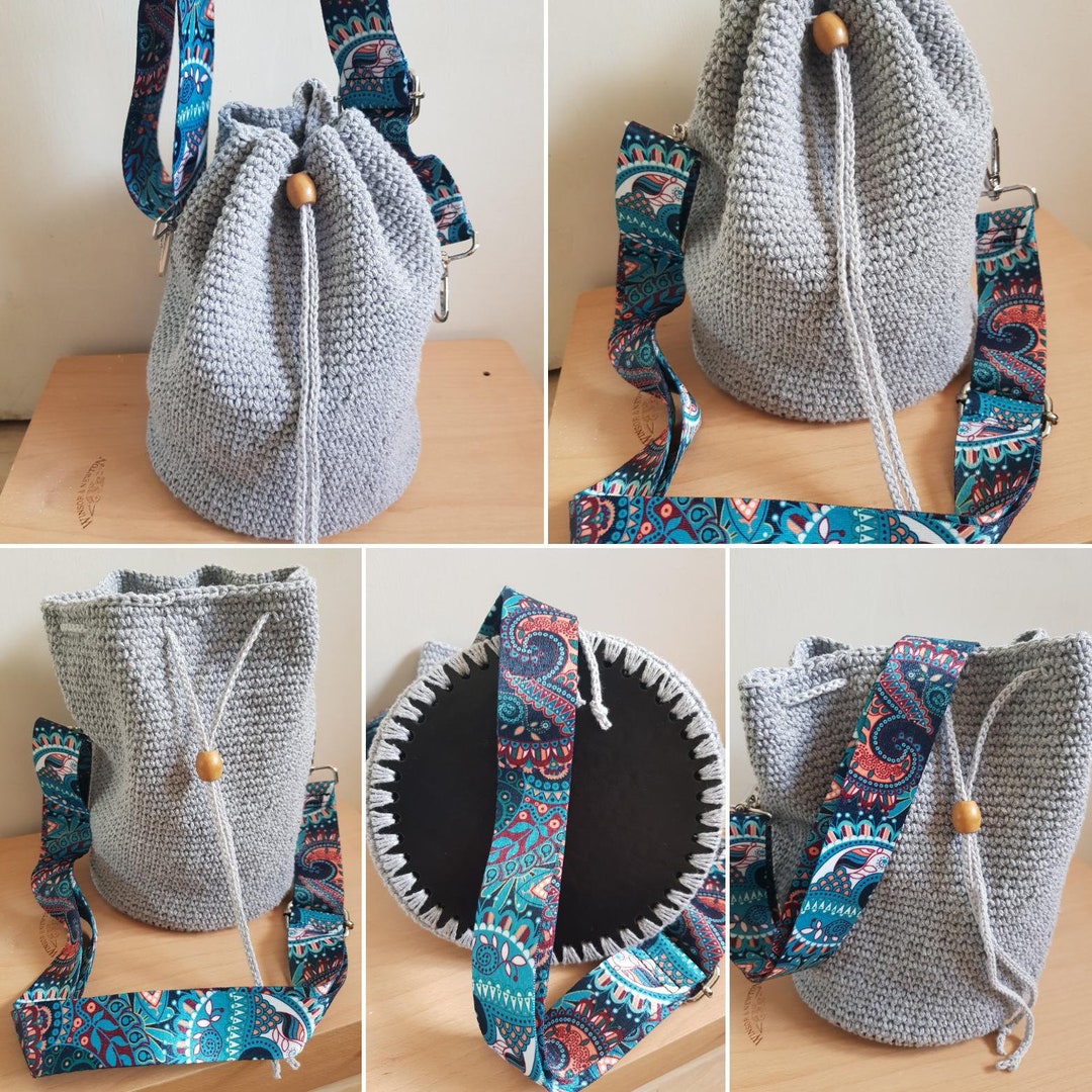 Grey Cross Body Bag Crochet Large Cross Body Bag Handmade Etsy