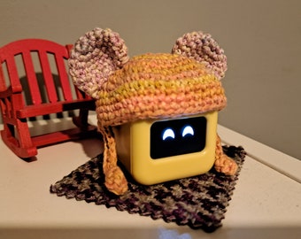 Ortomi bear beanie | Handmade crochet hat for Ortomi cube robot | Crochet accessories for desk companion | Ortomi Gen 4