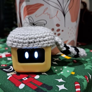 Ortomi beanie Handmade crochet hat for Ortomi cube robot Crochet accessories for desk companion Ortomi Gen 4 Racoon