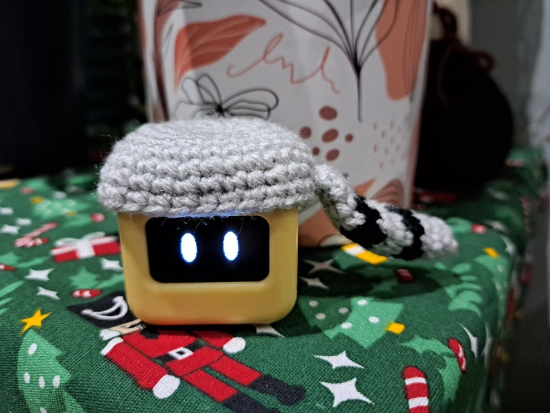 Ortomi beanie Handmade crochet hat for Ortomi cube robot Crochet accessories for desk companion Ortomi Gen 4 Racoon