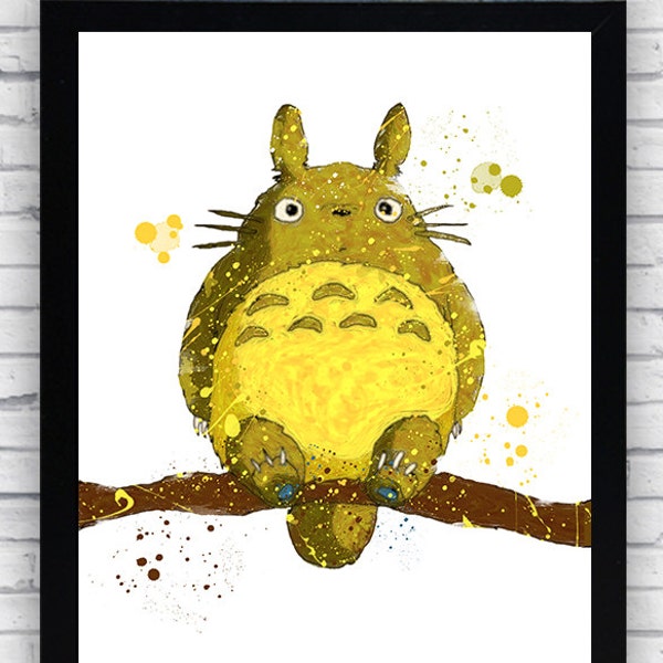 Totoro watercolor Print Art, Totoro Home Decor, Totoro Wall Decor, Totoro Wall Art, Totoro poster